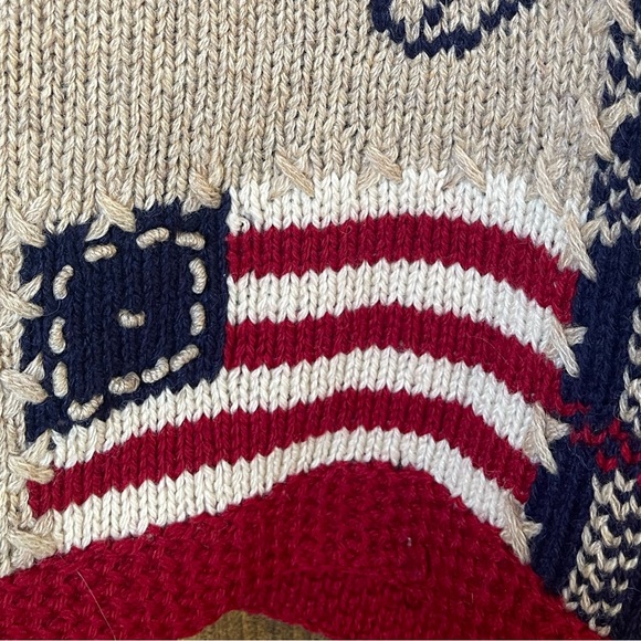 EDDIE BAUER Vtg 92 RALPH LAUREN Style American Flag & Indian Sweater Vest XL. - Picture 5 of 10